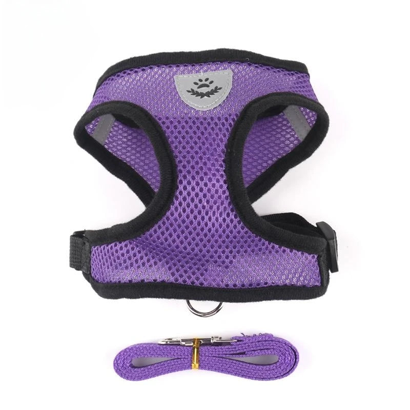 Adjustable Harness for Small Dogs and Cats – Breathable Mesh, Reflective Stripes, Includes Leash-5