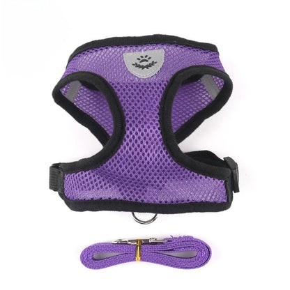 Adjustable Harness for Small Dogs and Cats – Breathable Mesh, Reflective Stripes, Includes Leash-5