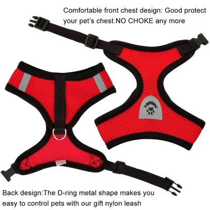 Adjustable Harness for Small Dogs and Cats – Breathable Mesh, Reflective Stripes, Includes Leash-4