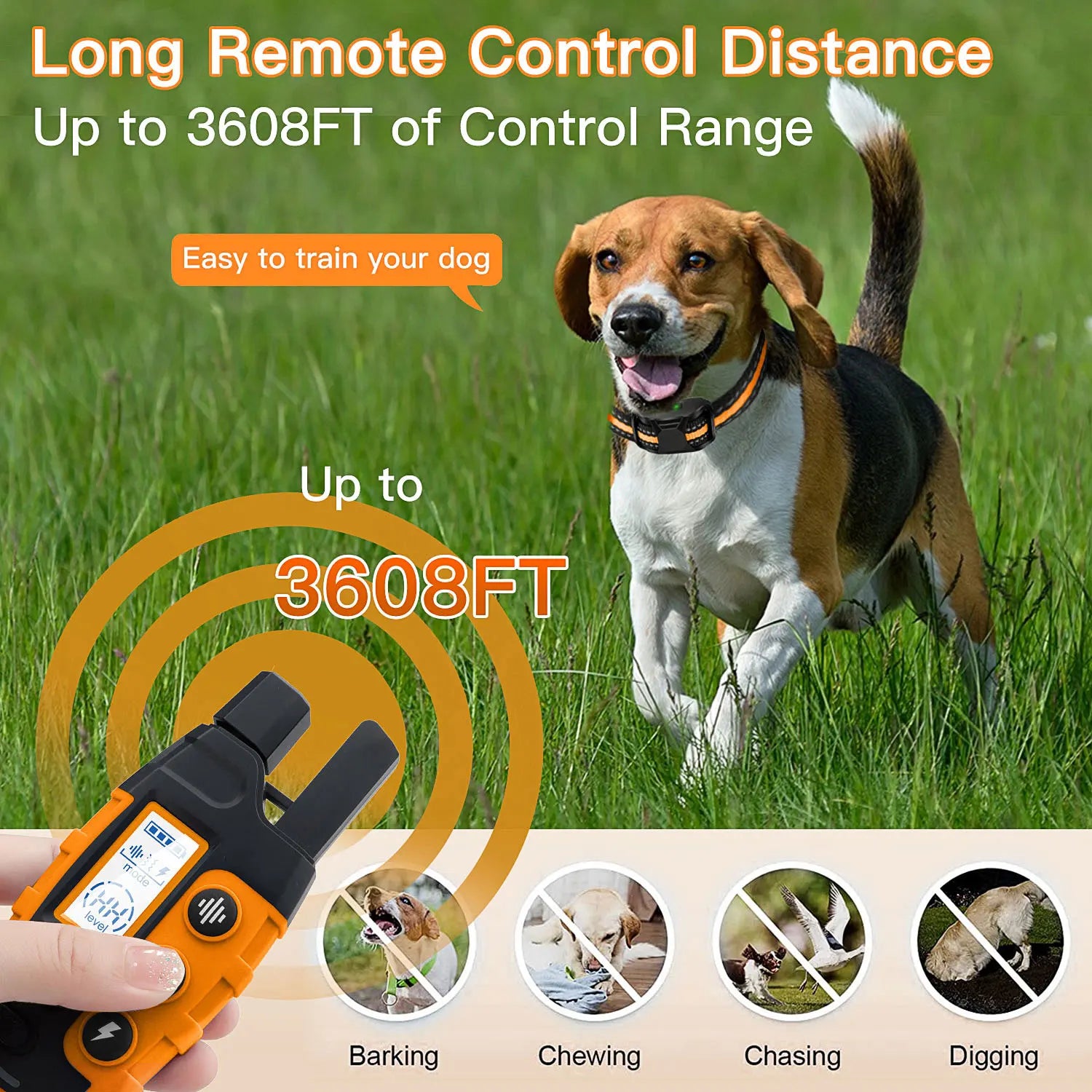 3300Ft Rechargeable Waterproof Dog Training Collar with Remote – E Collar for Dogs with Beep, Vibration, and Shock Modes-4