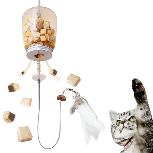 Interactive Cat Toy for Cats – Food Dispenser, Feather Teaser, Hanging Design-2