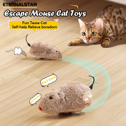 Wind-Up Mouse Toy for Cats – Interactive Plush, Realistic Movement, Battery-Free-2