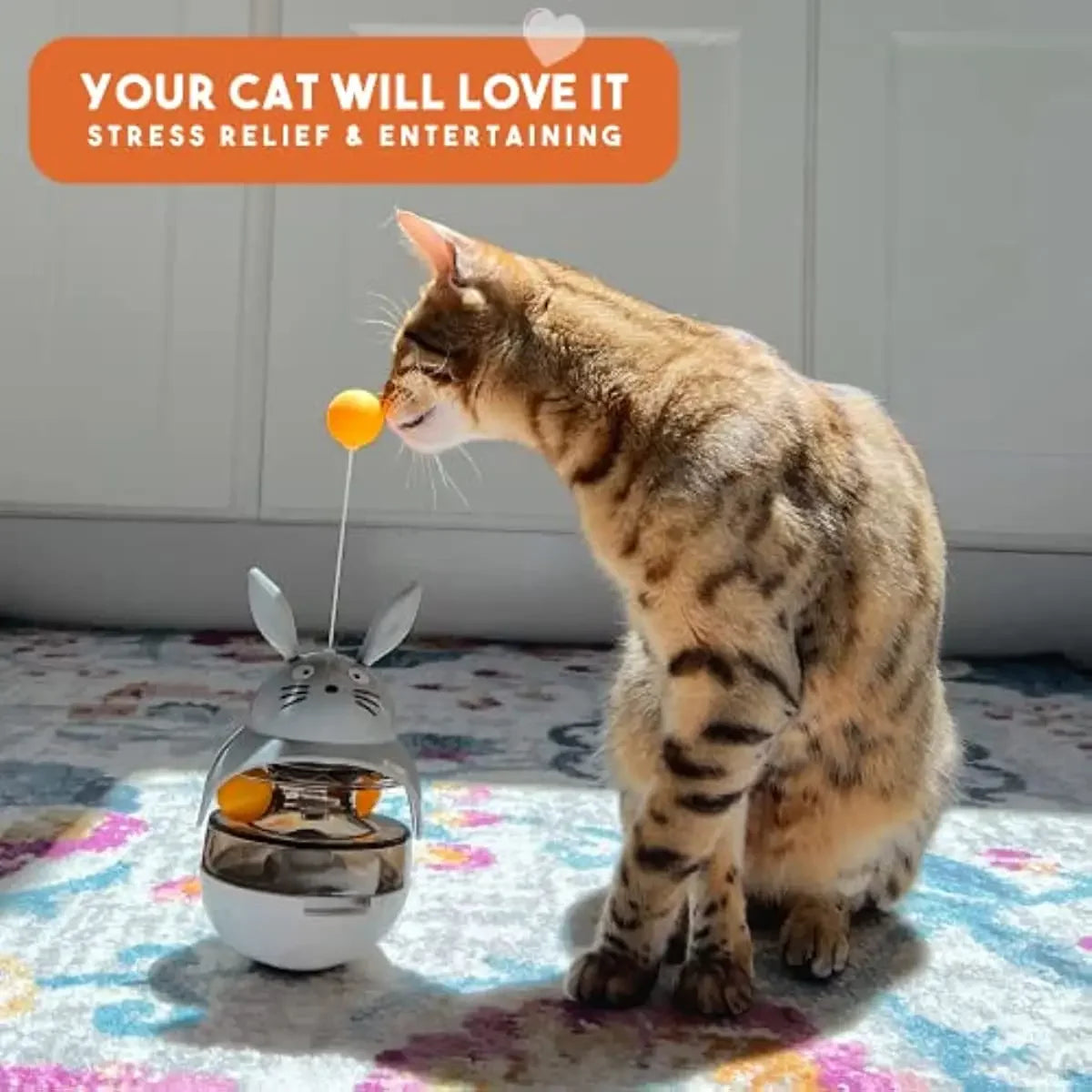 Interactive Cat Toy for Cats – Treat Dispenser, Adjustable Gate, Eco-Friendly Grey Design-5