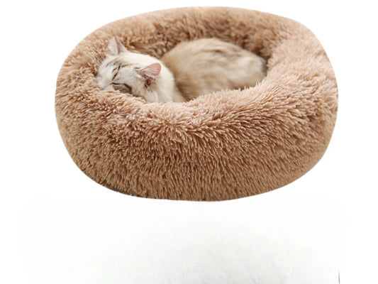 Plush Pet Bed for Cats and Small Dogs – Warm, Detachable, Round Design-1