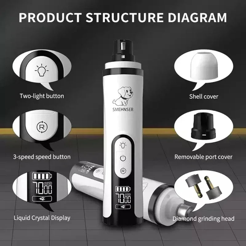 Electric Nail Grinder for Dogs – USB Rechargeable, Low Noise, Durable Design-5
