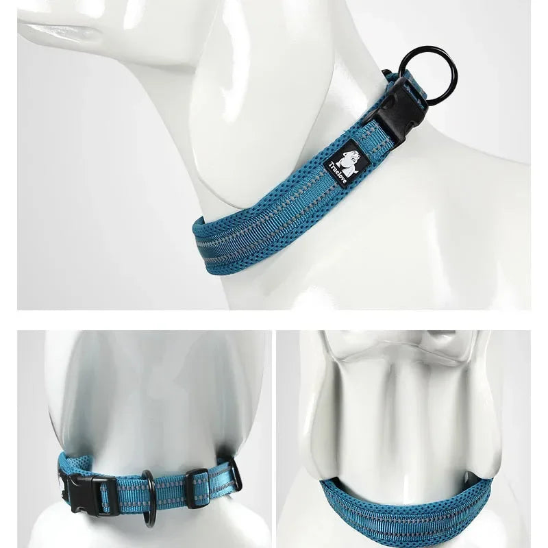 Adjustable Dog Collar for All Breeds – Soft Padded Mesh, 3M Reflective, Durable Nylon-2