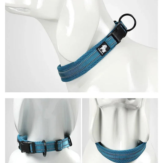 Adjustable Dog Collar for All Breeds – Soft Padded Mesh, 3M Reflective, Durable Nylon-2