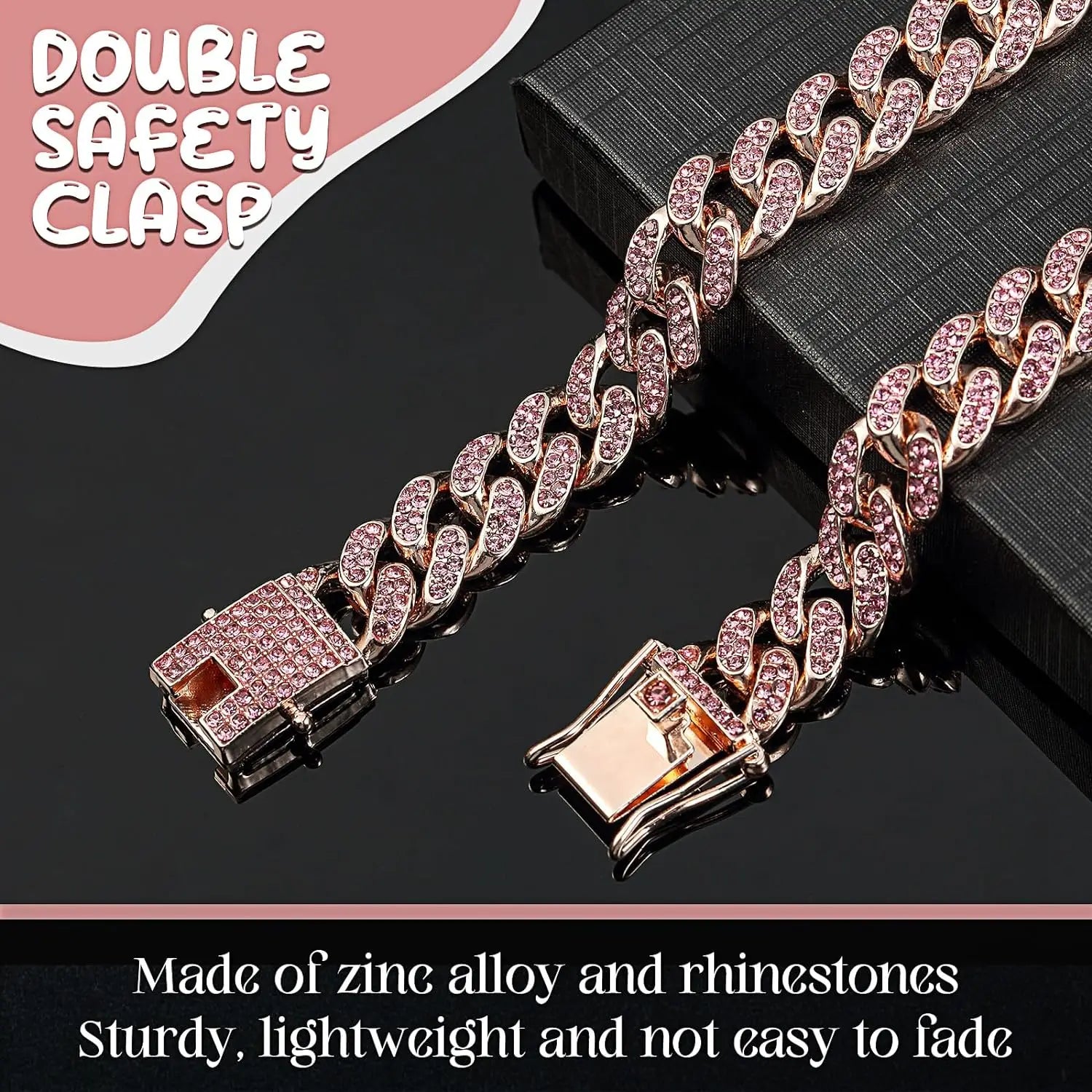 Dog Collar for Pets – Stylish Diamond Cuban Link Design, Multiple Sizes, Elegant Colors-3