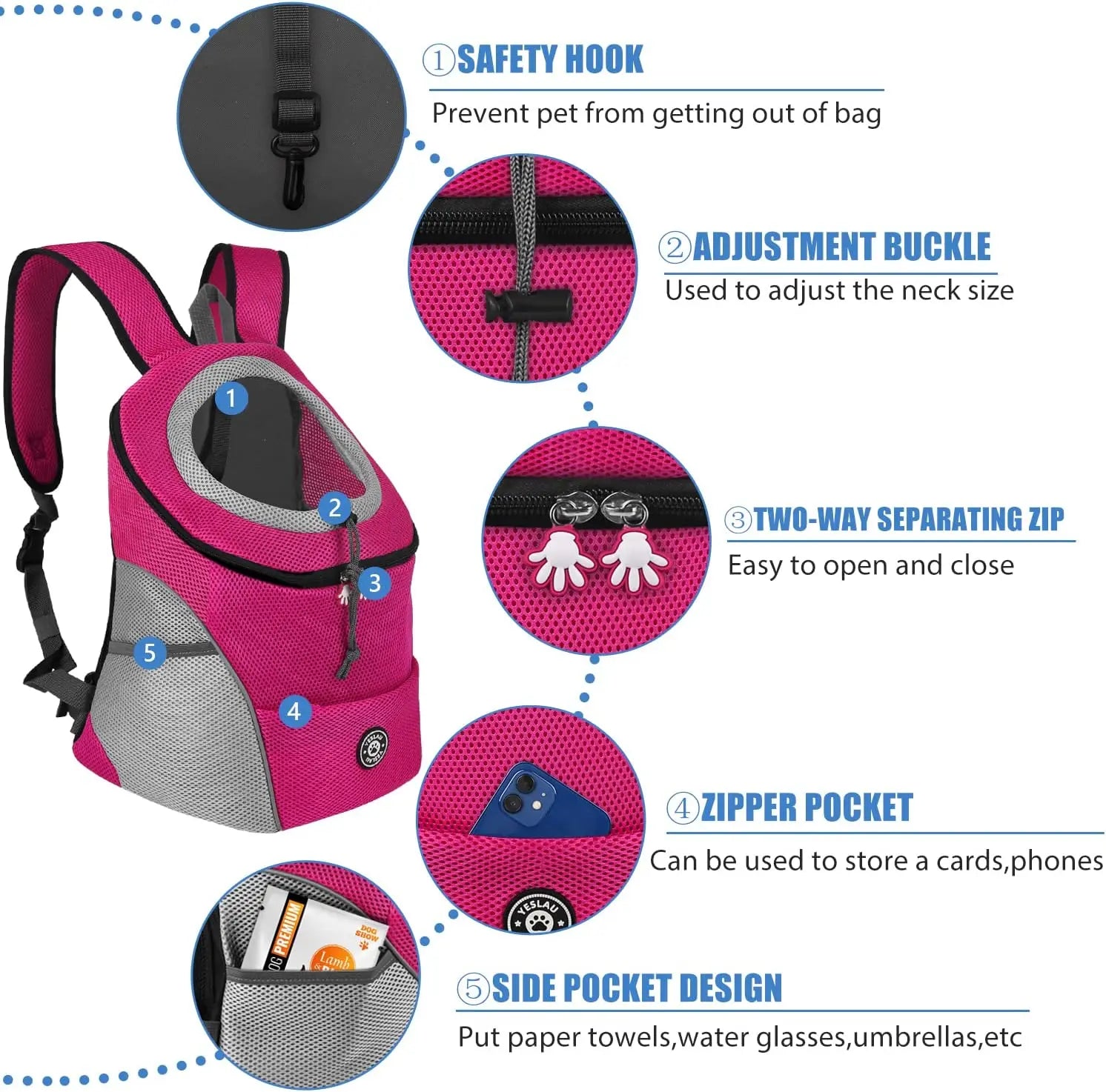 Dog Carrier Bag for Small Dogs – Breathable, Adjustable, Multi-Size Options-5