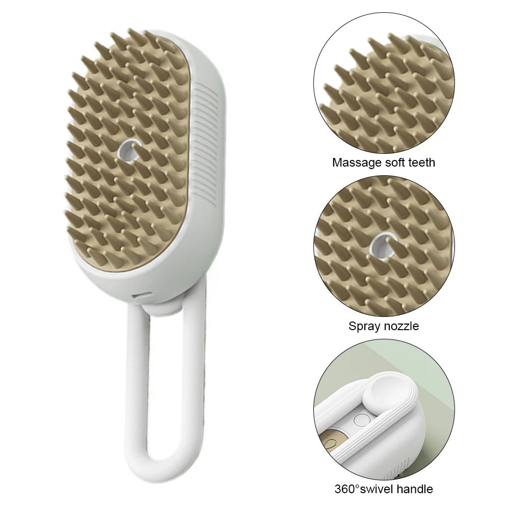 Electric Steam Brush for Cats and Dogs – 3-in-1 Grooming Tool, Spray Function, USB Rechargeable-6
