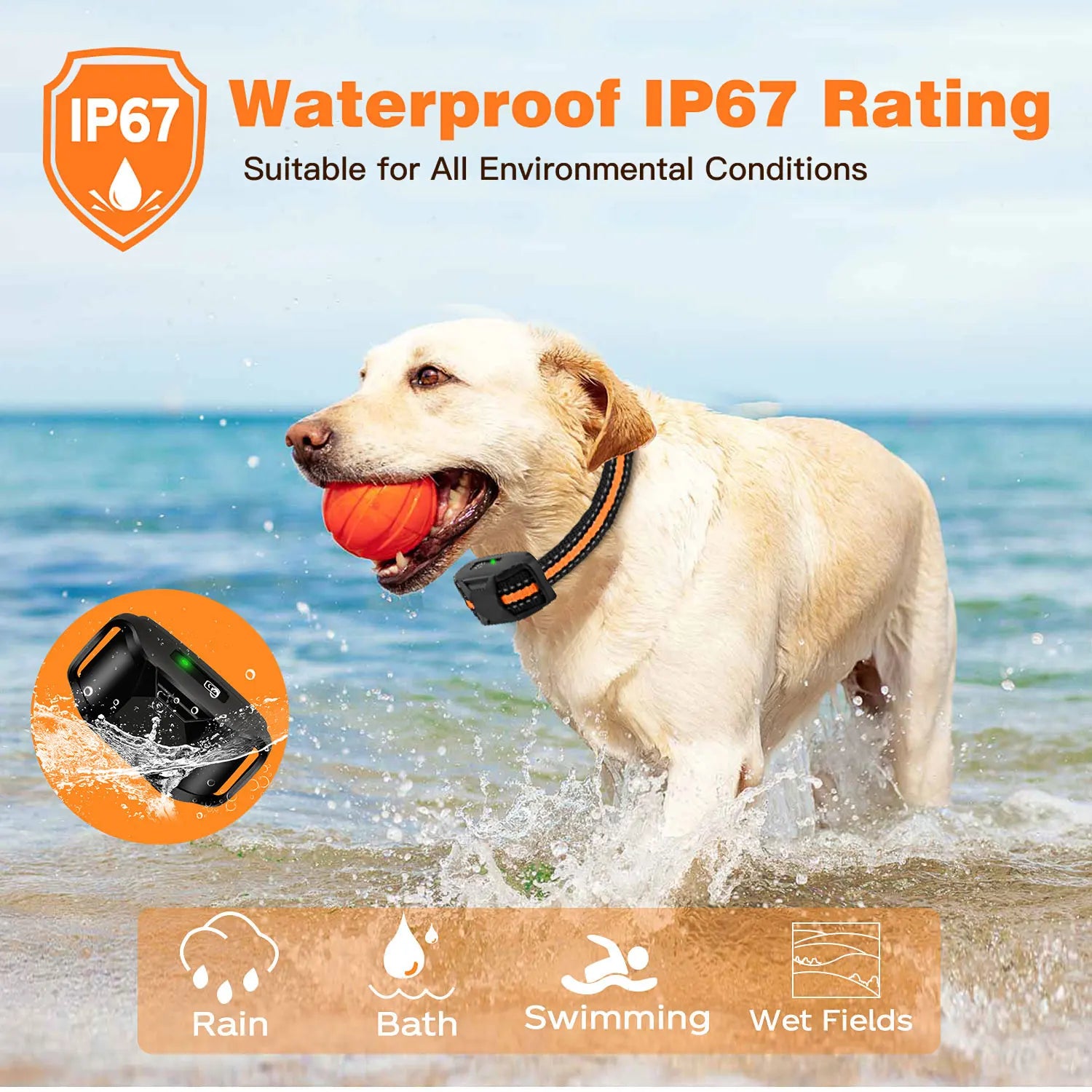 3300Ft Waterproof Electric Dog Training Collar with Remote Control - Shock, Vibration, Sound Modes for 5-120lbs Dogs-6