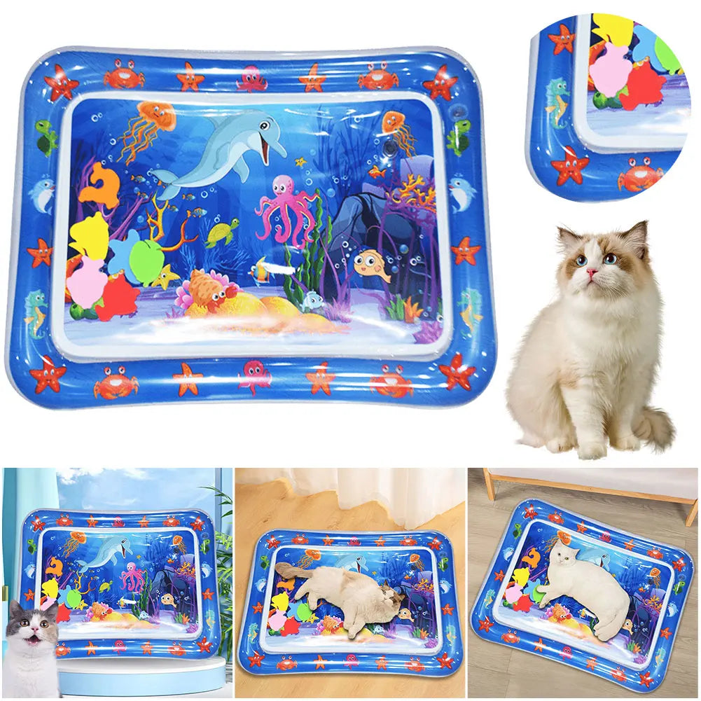 Inflatable Water Play Mat for Cats and Dogs – Interactive Sensory Toy, Ocean Theme, Durable PVC-4