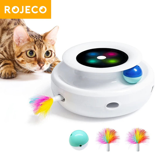 Interactive Toy for Cats and Dogs – 2-in-1 Automatic Feather Ball, Five Modes, Durable Design-2