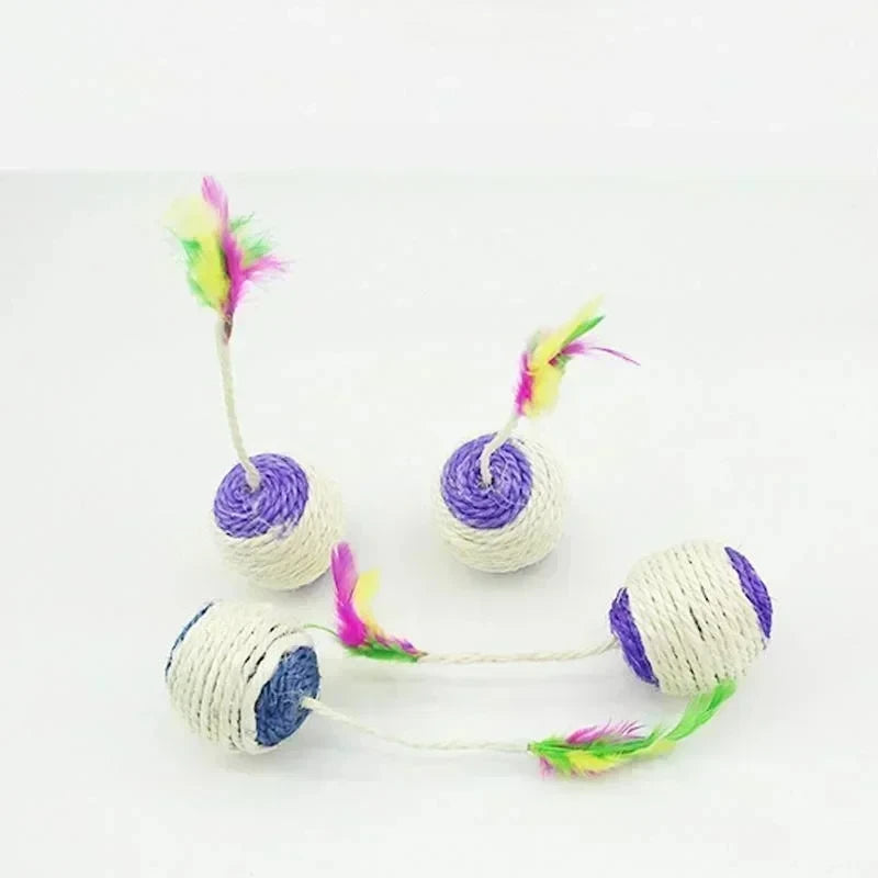 Interactive Cat Toy for Kittens – Durable Sisal, Engaging Feather, 4cm Diameter-3