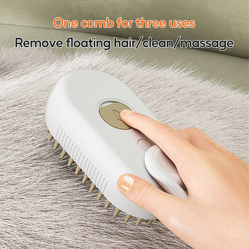 Electric Steam Brush for Cats and Dogs – 3-in-1 Grooming Tool, Spray Function, USB Rechargeable-5