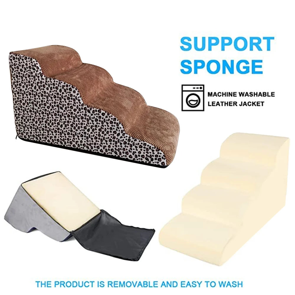 Dog Stairs for Small Dogs – Non-Slip, Removable Cover, 4-Tier Design for Beds and Couches-3