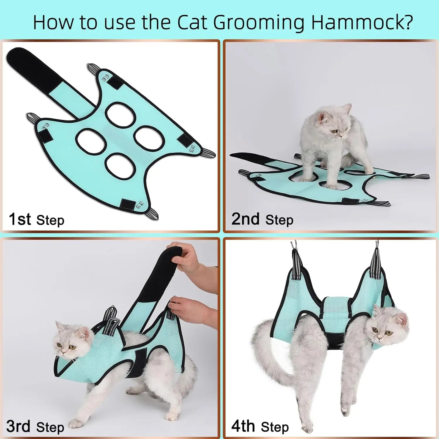 Grooming Hammock for Cats and Small Dogs – Adjustable Straps, Comfortable Design, Easy to Use-3