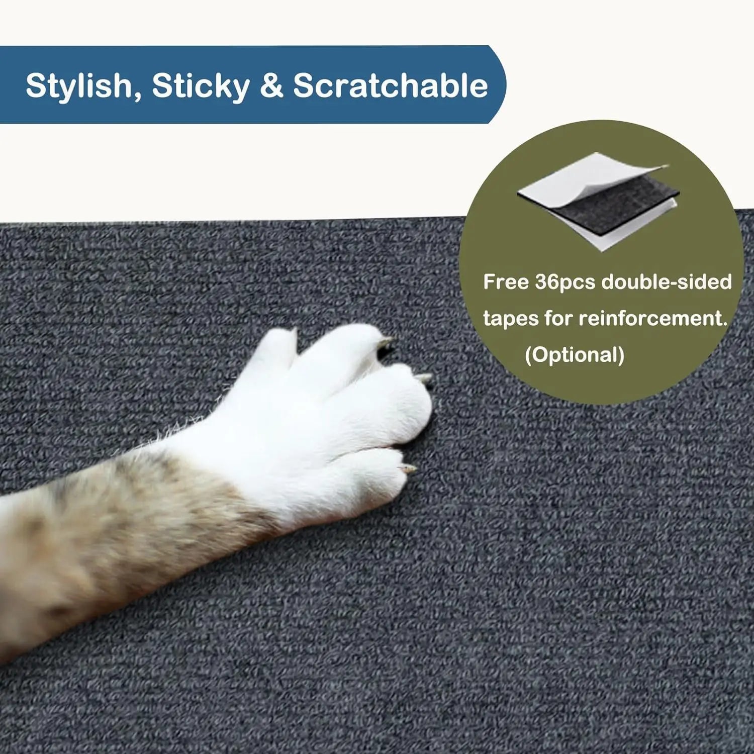 Self-Adhesive Cat Scratching Mat – Trimmable Carpet, Easy Installation, Durable Material-6
