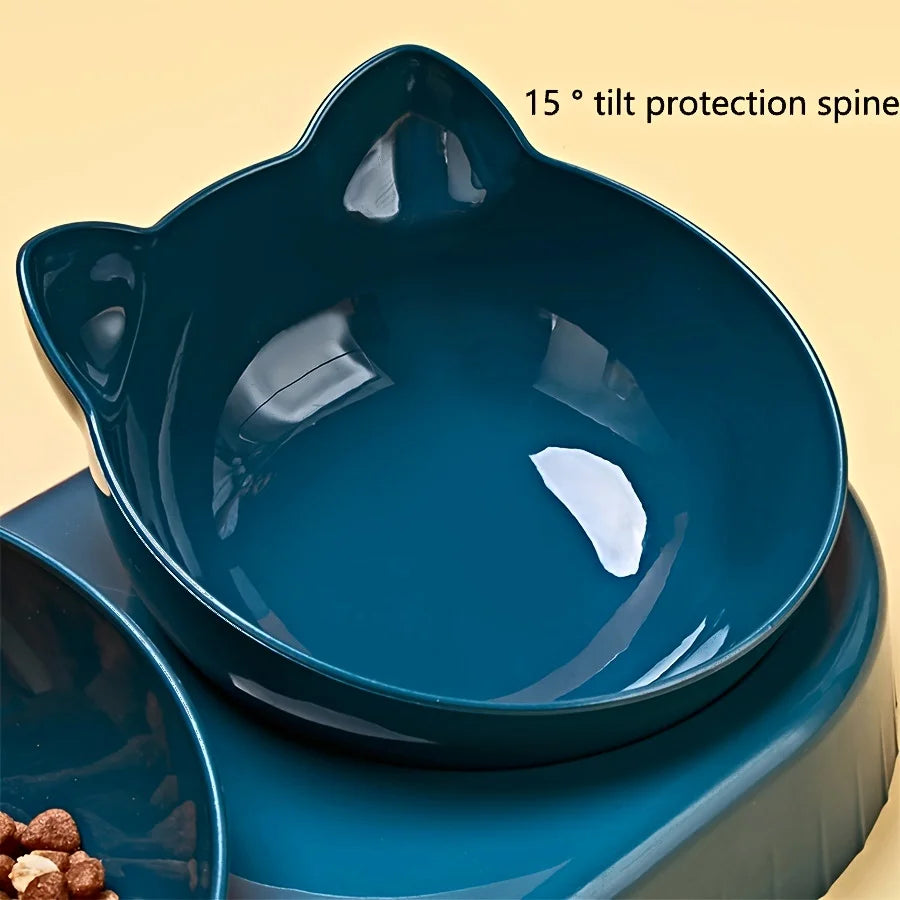 Tilted Cat Bowl Set with Water Feeder – Ergonomic Design, 3-in-1 Functionality, Easy to Clean-5