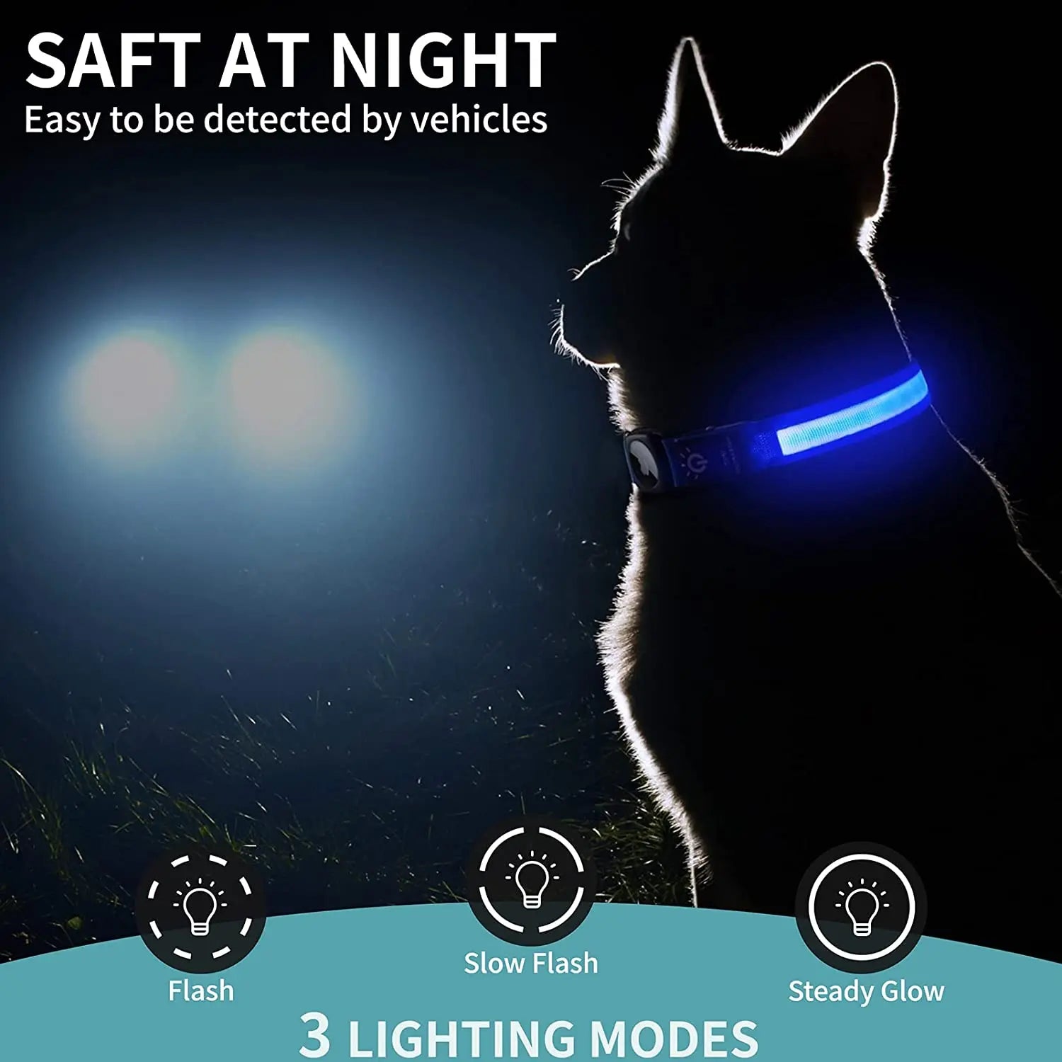 LED Dog Collar for Apple AirTag – Waterproof, USB Rechargeable, Luminous Design-2