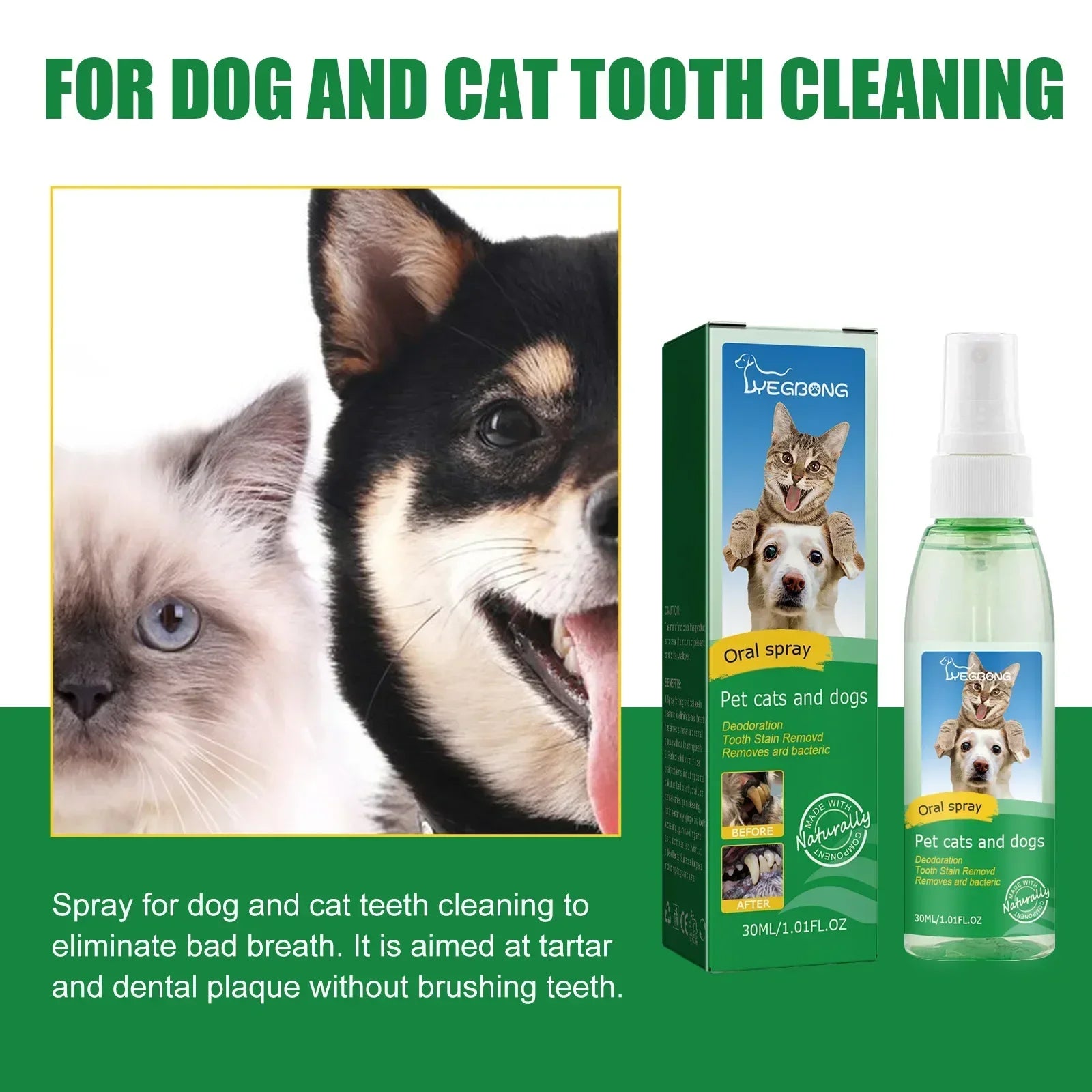 Oral Cleanse Spray for Dogs and Cats – Freshens Breath, Removes Tartar, Natural Herbal Extracts-4