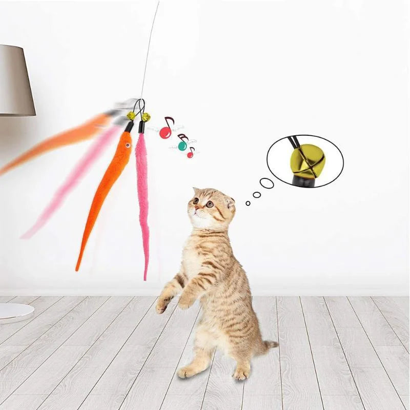 Interactive Cat Toy Replacement Worms – Soft, Safe, Easy to Attach, Attracts with Bell-4