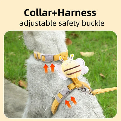 Cat Harness and Leash for Cats – Adjustable Comfort Fit, Cartoon Bee Design, Durable for Outdoor Walking-3