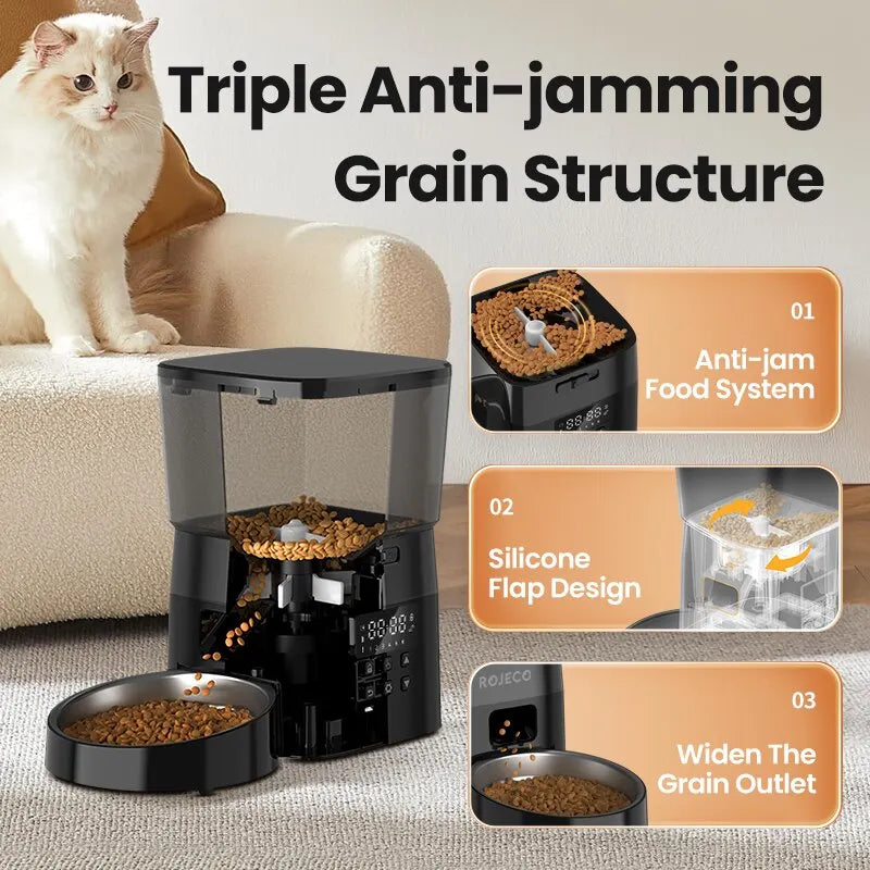 Automatic Pet Feeder with Smart Control for Cats and Dogs – Programmable Dry Food Dispenser, BPA-Free, 5L Capacity-4