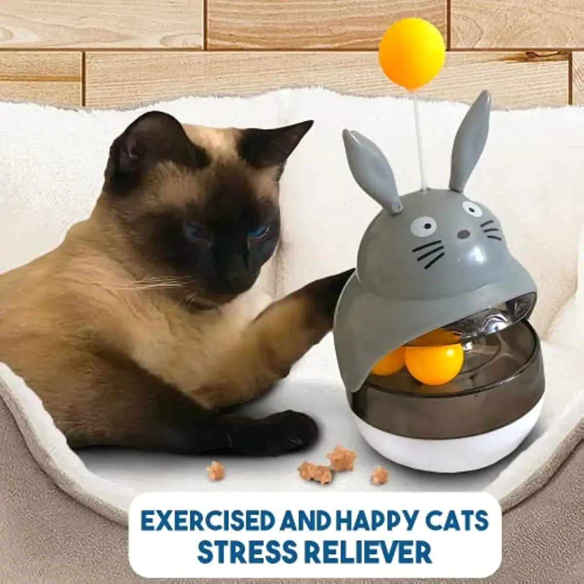 Interactive Cat Toy for Cats – Treat Dispenser, Adjustable Gate, Eco-Friendly Grey Design-6
