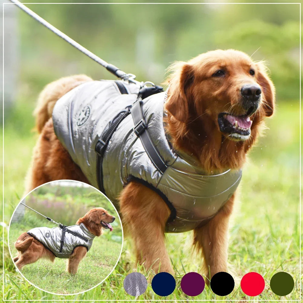 Waterproof Dog Coat for Winter – Warm Fleece Lining, Adjustable Harness, Reflective Design-4