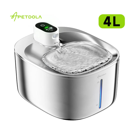 Wireless 4L Cat and Dog Water Fountain - Stainless Steel Pet Drinking Fountain with Auto Sensor and Whisker-Friendly Tray-2