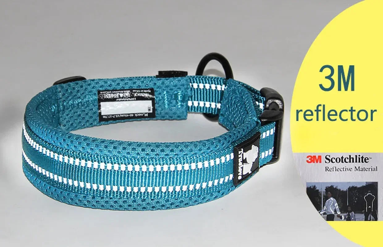 Adjustable Dog Collar for All Breeds – Soft Padded Mesh, 3M Reflective, Durable Nylon-3