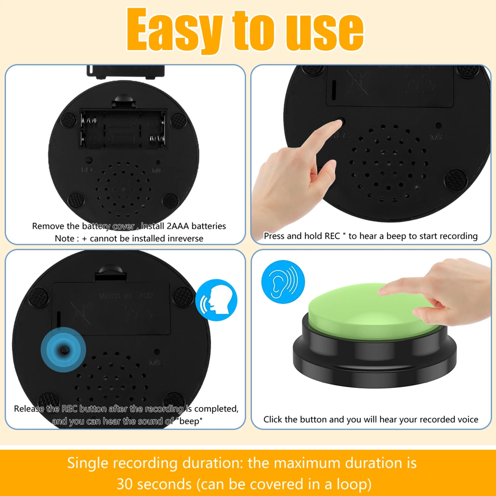 Recordable Dog Talking Buttons for Pets – Interactive Communication, Durable ABS Material, Easy to Use-5
