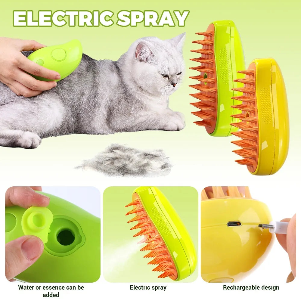 Steamy Grooming Brush for Dogs – 3-in-1 Deshedding Tool, Hot Steam Cleaning, Ergonomic Design-5