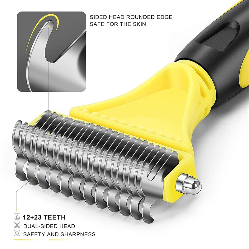 Grooming Brush for Dogs – Dual-Sided Deshedding Tool, Removes Tangles, Durable Stainless Steel-3