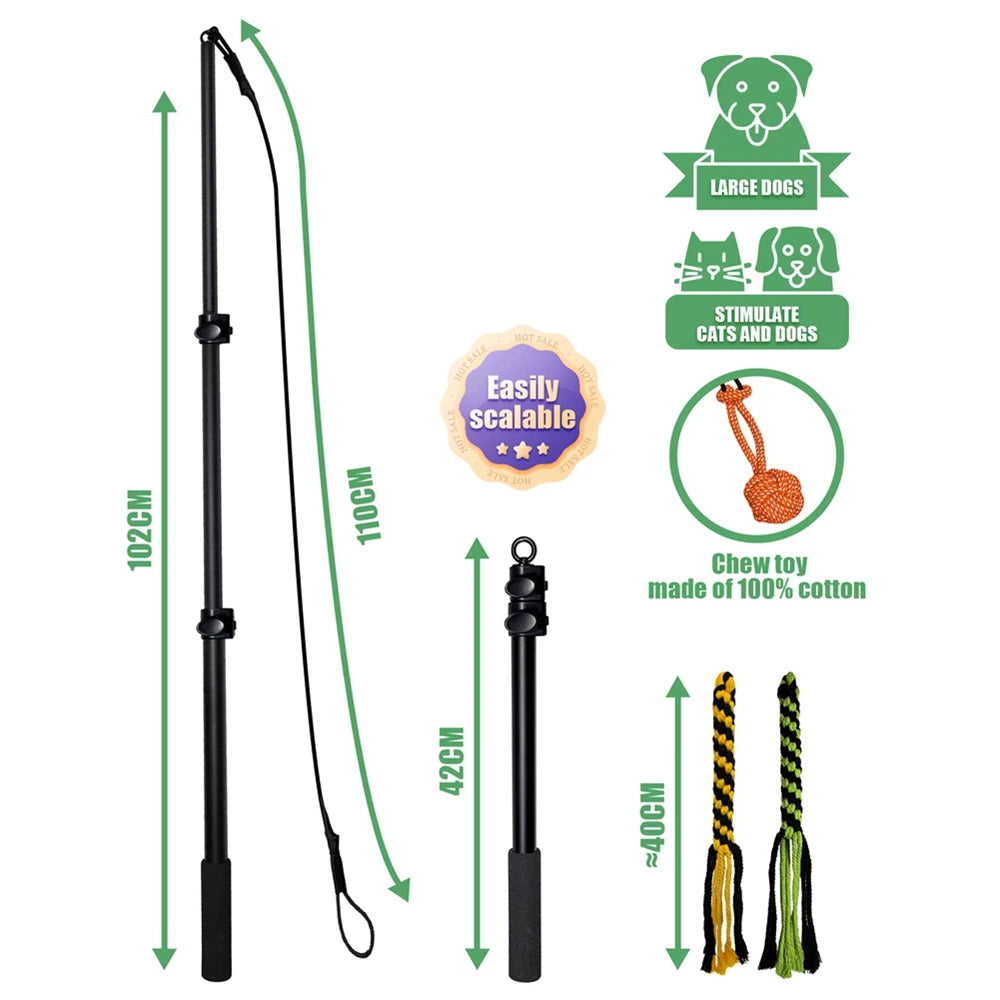 Retractable Chew Toy for Dogs – Durable Aluminum Pole, Plush Refill, Indoor/Outdoor Fun-3