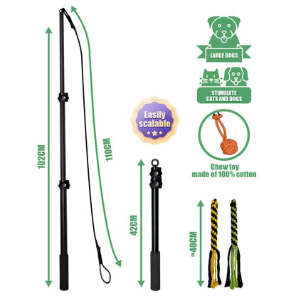 Retractable Chew Toy for Dogs – Durable Aluminum Pole, Plush Refill, Indoor/Outdoor Fun-3