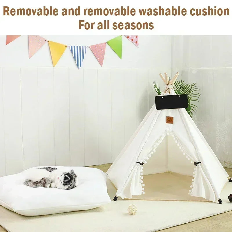 Pet Teepee Tent for Cats and Dogs – Portable, Washable, Includes Cushion-3