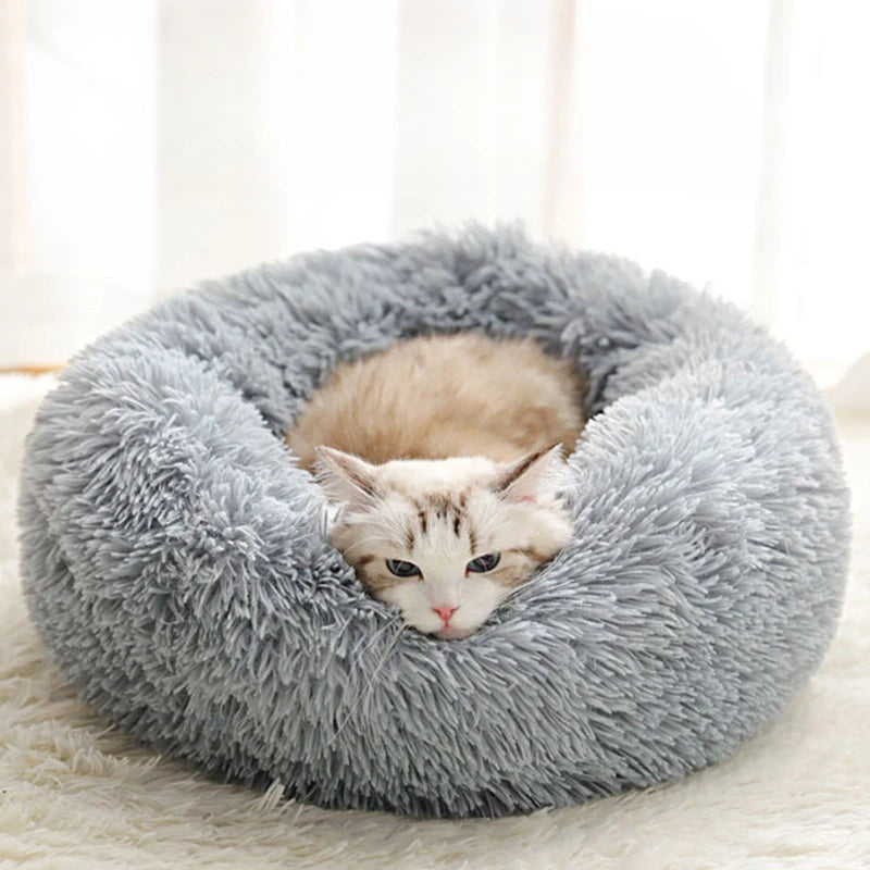 Plush Pet Bed for Cats and Small Dogs – Warm, Detachable, Round Design-3