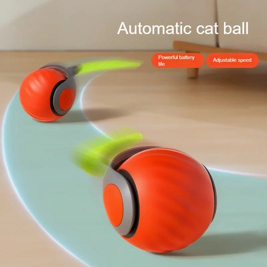 Interactive Cat Toy – Automatic Rolling Ball, Faux Tail, USB Rechargeable-2
