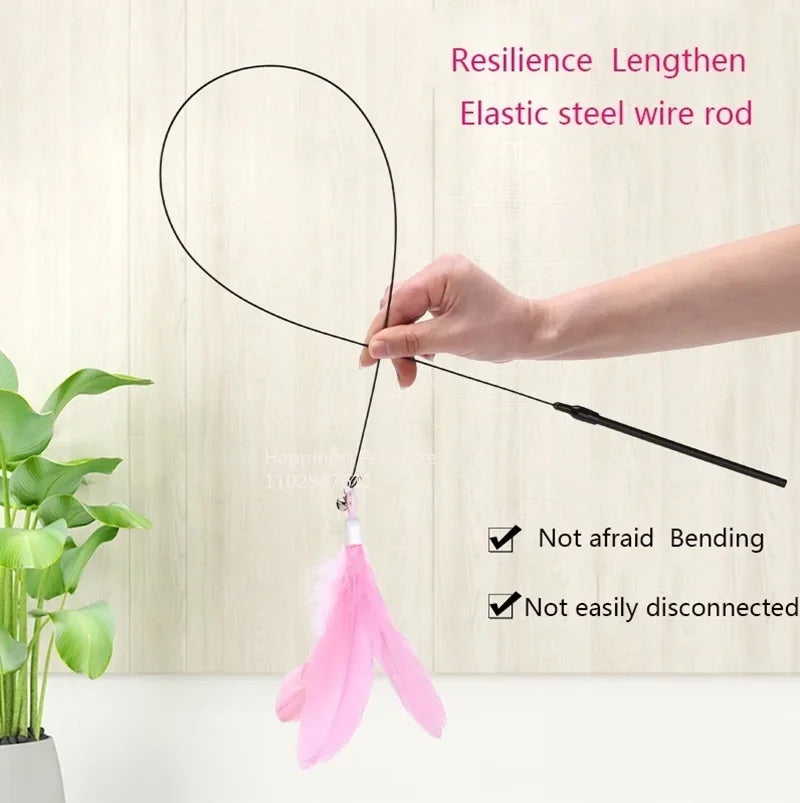 Interactive Cat Toy – Feather Wand with Suction Cup Base, Durable Design, Safe Materials-3