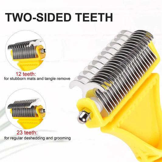 Grooming Brush for Dogs – Dual-Sided Deshedding Tool, Removes Tangles, Durable Stainless Steel-2
