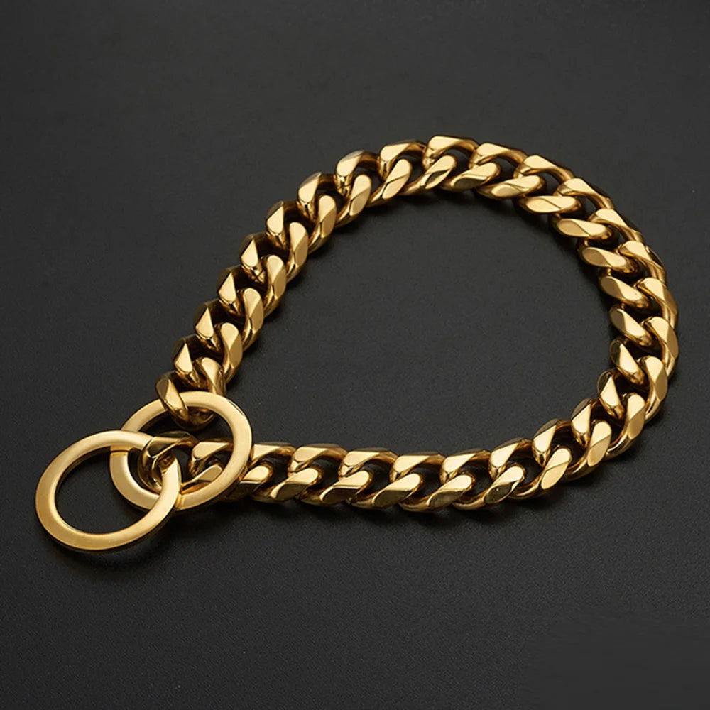 Variant image for Dog Collar for Fashionable Pets – Heavy-Duty Metal, 15mm Wide, Cuban Link Design-11