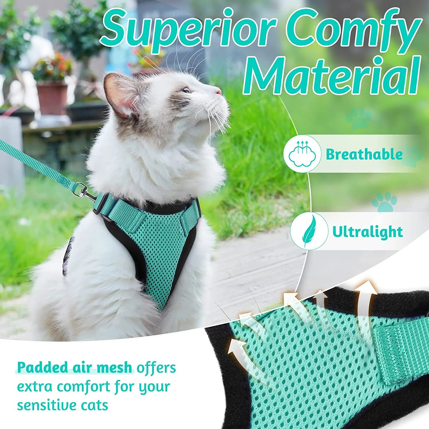 Cat Harness and Leash for Cats – Escape Proof, Soft Adjustable Vest, Lightweight Design-5