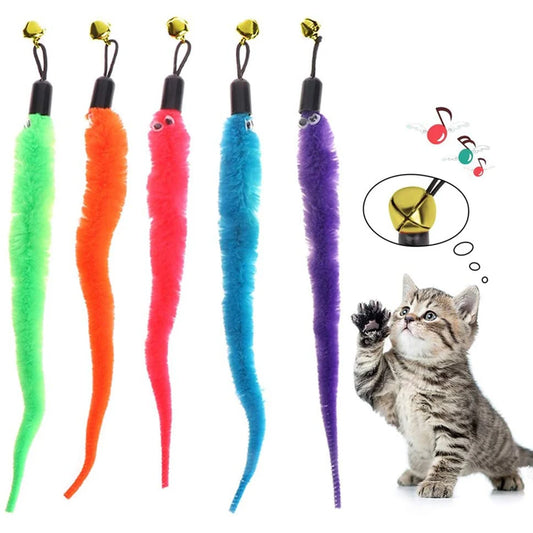 Interactive Cat Toy Replacement Worms – Soft, Safe, Easy to Attach, Attracts with Bell-2