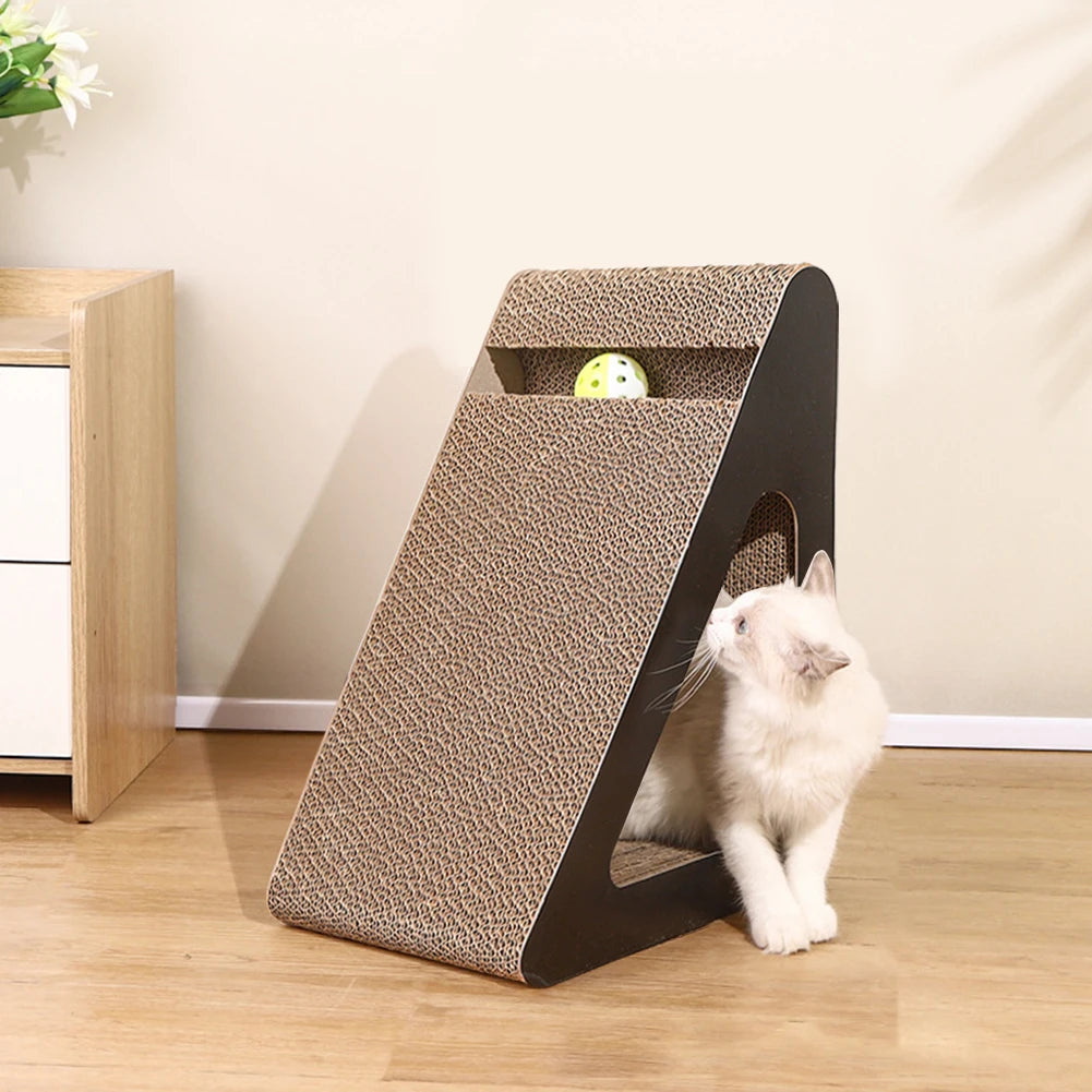 Cat Toy for Cats – Interactive 2-in-1 Cardboard Scratcher with Spinning Balls, Sturdy and Space-Saving-3