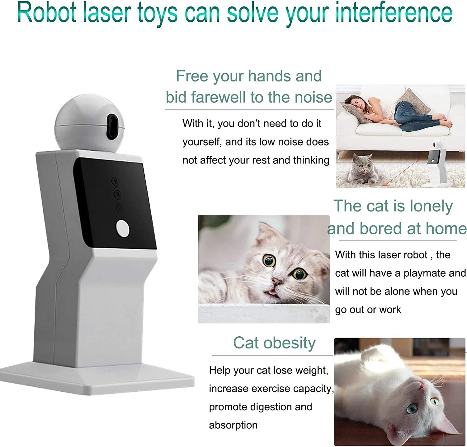Interactive Cat Toy – Automatic Laser Pointer, Random Movement, 360° Rotation-5