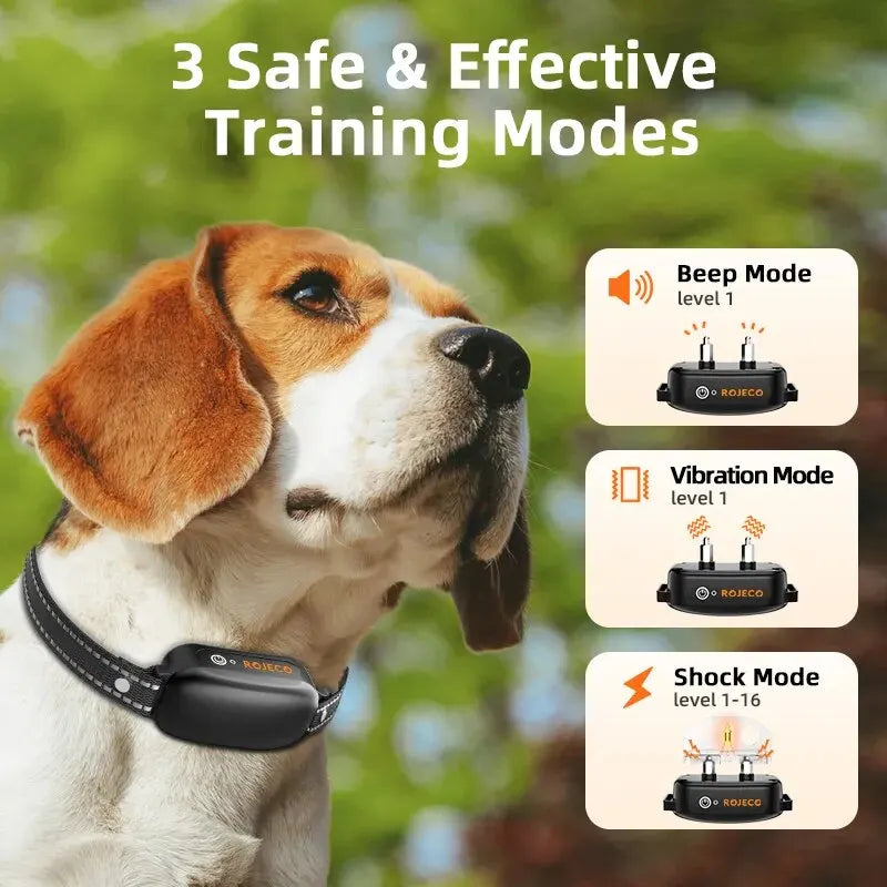 Rechargeable Waterproof Dog Training Collar with Remote Control, Vibration and Shock Functions, Adjustable Size, IPX7-3