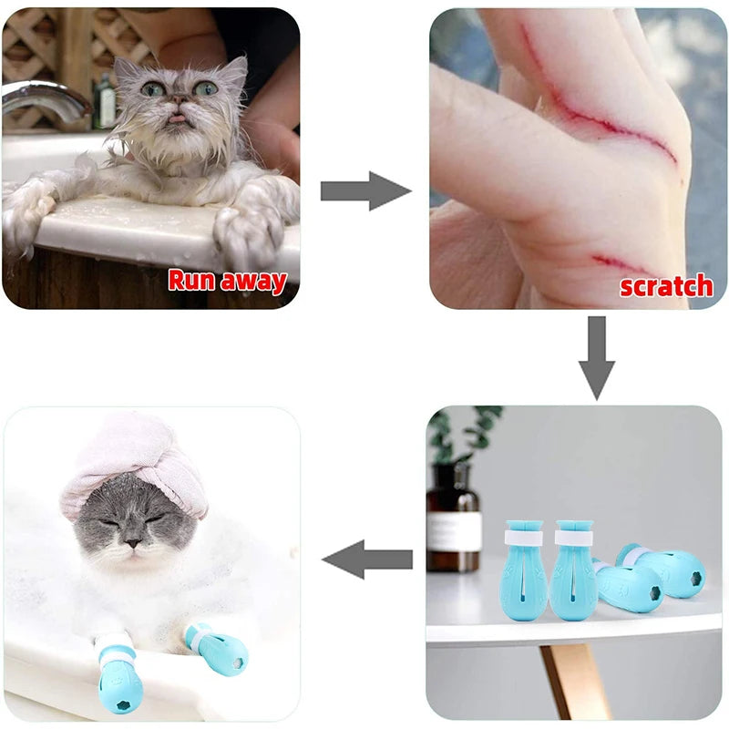 Cat Bath Shoes – Adjustable Anti-Scratch Boots, Soft Silicone, Easy to Clean-3