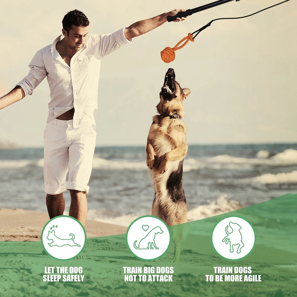 Retractable Chew Toy for Dogs – Durable Aluminum Pole, Plush Refill, Indoor/Outdoor Fun-6